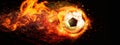 3d illustration of black and white soccer ball with flame effect Royalty Free Stock Photo