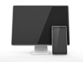 3d illustration of blank screen monitor tv isolated on white. Royalty Free Stock Photo