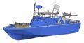 3D illustration of a blue army ship vector illustration