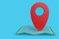 3D illustration blue background,red location symbol pin icon on map,navigation sign isoladed on background Royalty Free Stock Photo