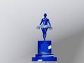 3D illustration of a blue ballerina trophy