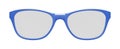 Blue glasses on white background