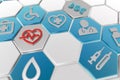 Hexagonal icons of medical services