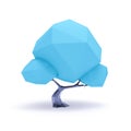 a blue low poly tree background