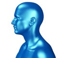 3d illustration of a blue male head isolated on white background