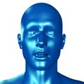 3d illustration of a blue male head surprised