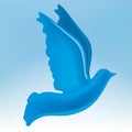 3D illustration of blue peace dove symbol