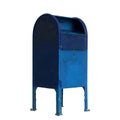 3d illustration of blue public mailbox isolated on black background