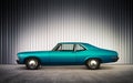 Blue retro car at hight Royalty Free Stock Photo