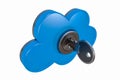 3D illustration: blue symbol of remote data storage. Cloud with key in the keyhole, reliable information storage available from va Royalty Free Stock Photo