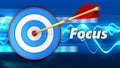 3d blue target with focus sign