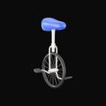 3D Illustration Of Blue Unicycle Over Black