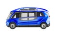 3d illustration blue unmanned electric bus side view on white background no shadow