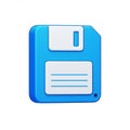 A 3D illustration of a blue and white floppy disk icon. The disk features a square shape Royalty Free Stock Photo