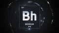 Bohrium as Element 107 of the Periodic Table 3D illustration on silver background Royalty Free Stock Photo