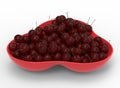 3d illustration of bowl with cherries.