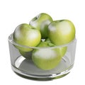 3D illustration of a bowl of green apples isolated on white background Royalty Free Stock Photo