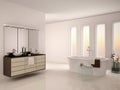 3d illustration of bright minimalistic interior