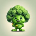 3D Illustration of Broccoli character that is drawn in cartoon style, AI Generated Royalty Free Stock Photo