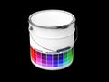 3d illustration of Bucket with Colored Palette Guide, isolated black
