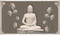 3D illustration Buddha meditating Sculpture with flower beautiful rendering, 3D illustration wallpaper, wall poster.