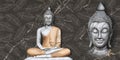 3D illustration Buddha meditating High quality Sculpture beautiful rendering, 3D illustration wallpaper, wall poster. Royalty Free Stock Photo