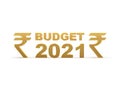3D illustration of Budget 2021 India with Indian rupee symbol