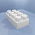 3d illustration building Connector Bricks - white plastic block toy