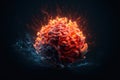 A 3d illustration of a burning brain on a black background, created by Generative AI