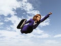 Business woman flying like a superhero Royalty Free Stock Photo