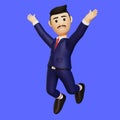 3D illustration businessman happy jump