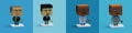 3D illustration businessman in various costumes. 3D rendering voxels isolated in blue background