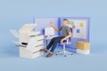 3D Illustration of Busy work and multitasking employee.stressful businessman carry busy work to finish. Royalty Free Stock Photo