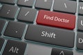 3d illustration a button find doctor on keyboard