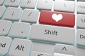 3d illustration a button heart on white keyboard