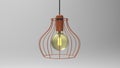 3D illustration of cage wire Edison lamp