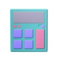 3d illustration. Calculator in cartoon style not white background.