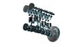 3D illustration of car engine components