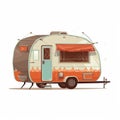 2D illustration of a caravan isolated on white background. Royalty Free Stock Photo