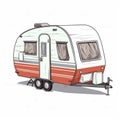 2D illustration of a caravan isolated on white background. Royalty Free Stock Photo