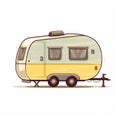 2D illustration of a caravan isolated on white background. Royalty Free Stock Photo