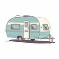 2D illustration of a caravan isolated on white background. Royalty Free Stock Photo