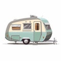 2D illustration of a caravan isolated on white background. Royalty Free Stock Photo