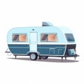 2D illustration of a caravan isolated on white background. Royalty Free Stock Photo