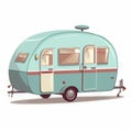 2D illustration of a caravan isolated on white background. Royalty Free Stock Photo