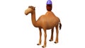 A 3D Illustration Cartoon Date Palm Character Smile Riding A Camel.
