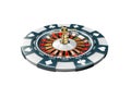 3d Illustration of casino chip with roulette, isolat white background Royalty Free Stock Photo