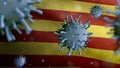 3D illustration Catalonia independent flag Coronavirus. Covid19 Catalan