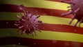 3D illustration Catalonia independent flag Coronavirus. Covid19 Catalan