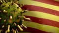 3D illustration Catalonia independent flag Coronavirus. Covid19 Catalan Royalty Free Stock Photo